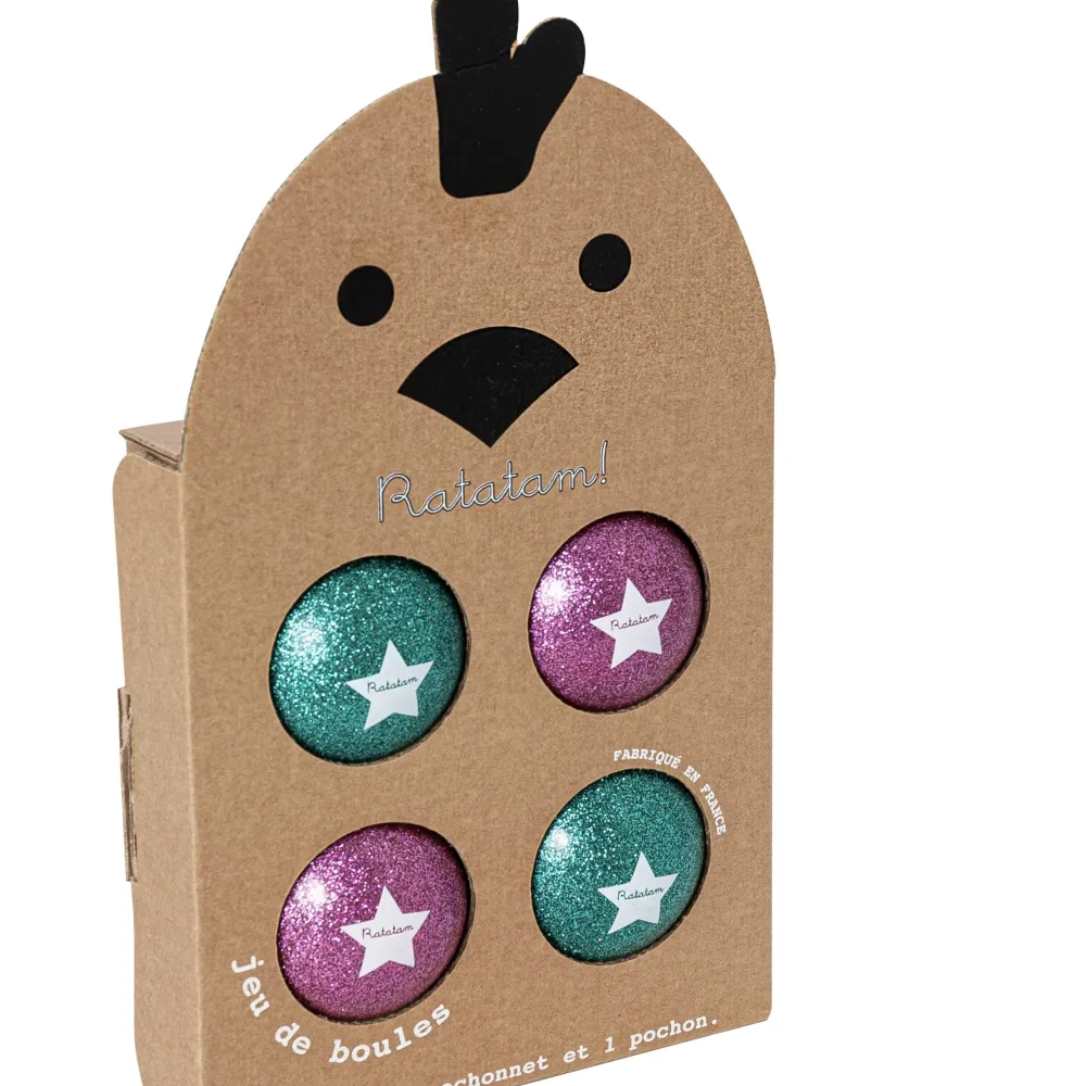Discount Ratatam Jeu de boules pailleté – Rose et vert