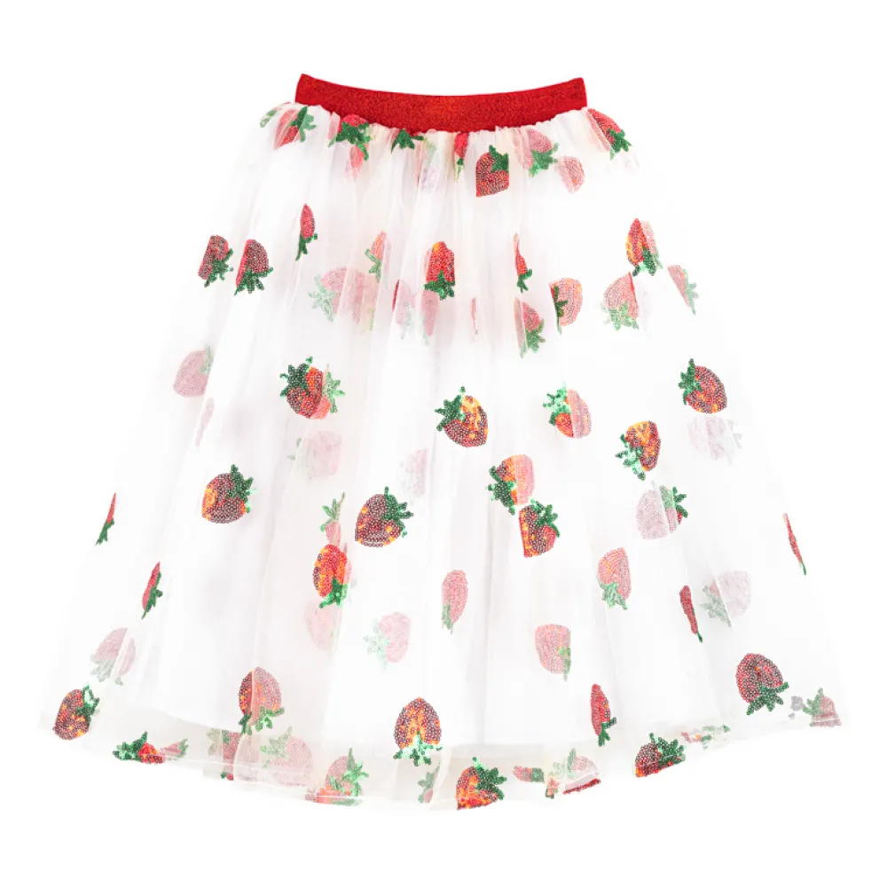 Online Ratatam Jupon long fraises sequins – Rouge