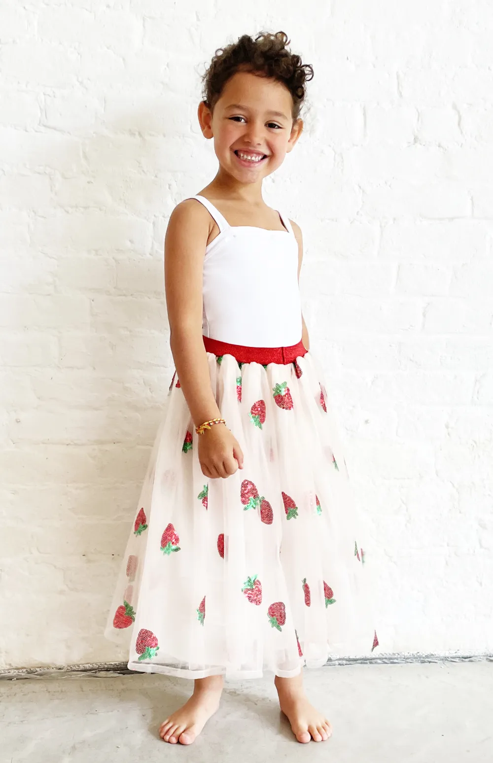 Online Ratatam Jupon long fraises sequins – Rouge