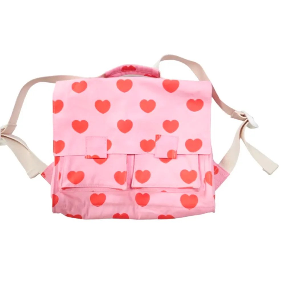 Flash Sale Ratatam Le Cartable Coton Motifs Coeurs Rouges – Rose