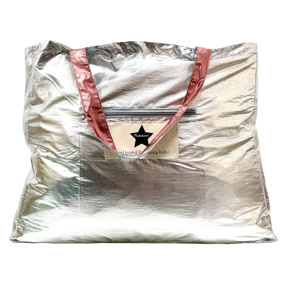 Store Ratatam Le Grand Cabas Brillant Métallisé – Rose et Argent